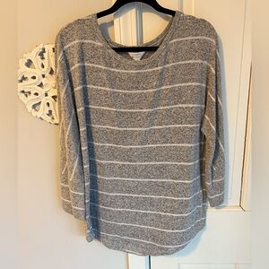 Market & Spruce Grey Striped Dolman Sweater